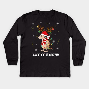 Hedgehog Let It Snow Christmas Dog Lights Kids Long Sleeve T-Shirt